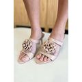 Weeboo Flower PU Leather Stiletto Heel Sandals