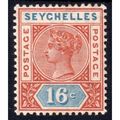 1890 SEYCHELLES Sg6 16c CHESTNUT & BLUE die 1 m...