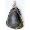 Blue Black Chalcedony Stainless Wire Wrap Gemst...