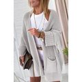 Gray Oversized Fold Over Sleeve Sweater Cardigan