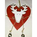 Christmas Deco Reindeer Vintage Shabby Red Hear...