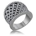 Brin 1.4ct CZ Hematite Wide Woven Style Ring
