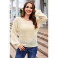 Apricot Sheer Openwork Knit Sweater