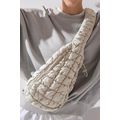 White Marshmallow Quilted Drawstring Decor Slin...