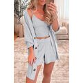 Light Grey 3 Pieces Rib Crop Camisole Matching ...