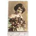 vintage postcard Girl Holding Flowers, Bonne Fête