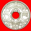 WREATH AND HOLE: FRANCE ★ 5 CENTIMES 1919! LOW ...