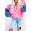 Bonbon Checkered Patchwork Kangaroo Pocket Half...
