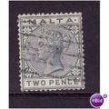 Malta 1885 sg23 2d Grey fine used