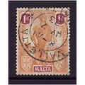 MALTA 1922 SG 125 1d ORANGE AND PURPLE FINE USED#1