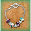 Summer Gift Charm Euro Beads Silver Tone Bracel...