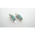 2 extra small tiny metal turquoise blue stone a...