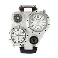 Oulm 9415 Double Time Zone Men Belt Watch Big D...