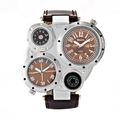 Oulm 9415 Double Time Zone Men Belt Watch Big D...