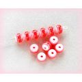 25 no Candy Stripe Red Acrylic 6 mm Round Beads...