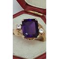 Estate Ladies 10K Yellow Gold Large Genuine Ame...
