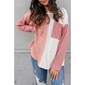 Peach Blossom Long Sleeve Colorblock Chest Pock...