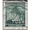 BOHEMIA & MORAVIA, Linden leaves, blue-black 19...