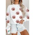 White Sequin Bow Pumpkin Patched Cotton Baggy S...