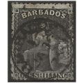 Barbados 1870 SG47 1/- Black Wmk Large Star Fin...