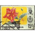 MALAYSIA, PERAK, FLOWERS, Red Hibiscus, 1979, 15c