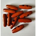 10 Medium Brown Toggle or Horn Wooden Buttons S...