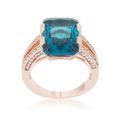 Rema 8.6ct Aqua CZ Rose Gold Emerald Classic Co...
