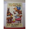 'MUSIC NOTE, BE SHARP' unused antique? postcard...