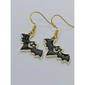 Bat Charm Gold Plated Earrings Halloween
