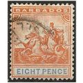 Barbados 1892 SG112 8d Orange & Ultramarine Wmk...