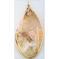 Plume Agate Gold Wire Wrap Gemstone Pendant 30