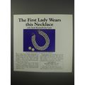 1990 Kenneth Jay Lane Collection Jewelry Ad - The first lady wears this