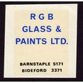 c1950s unused RGB Glass & Paints Barnstaple & B...