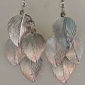 Silver Leaf Earrings Layered Silver Leaf Pierce...