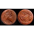 Australia Two Cent 1974 Used Coin Frilled neck-...