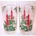 Set of 2 Holly Candle Red & Green Holiday Drink...