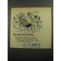 1956 BWIA Airlines Ad - No work and all play