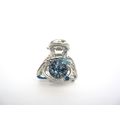 Small mini silver metal clear blue ball crystal...