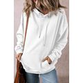White Fleece Lined Kangaroo Pocket Drawstring C...