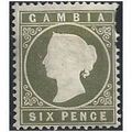 Gambia 1887 SG32d 6d Olive-Green Wmk Crown CA M...