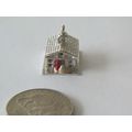 3 D STERLING SILVER & ENAMEL SCHOOL HOUSE CHARM