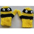 Pair of Hand Crocheted Children's Bee Mittens -...