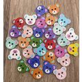 Buttons 18x15mm Wooden Teddy Bear Face 2 Hole M...