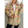 Yellow Western Aztec Print Button Flap Pocket S...