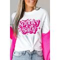 White Spooky Babe Bat Print Halloween Crewneck ...