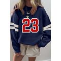 Navy Blue Number 23 Printed Oversize Varsity Sw...