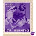 India 1958 - SG 419 - Nurse & Child 15np violet...