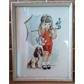 Girl in Red Suit w/ Umbrella & Puppy, Fusimanya...