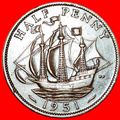 SHIP (1937-1970): GREAT BRITAIN ★ HALF PENNY 19...