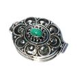 Sterling Silver Oval Prayer Box Pendant with Ge...
